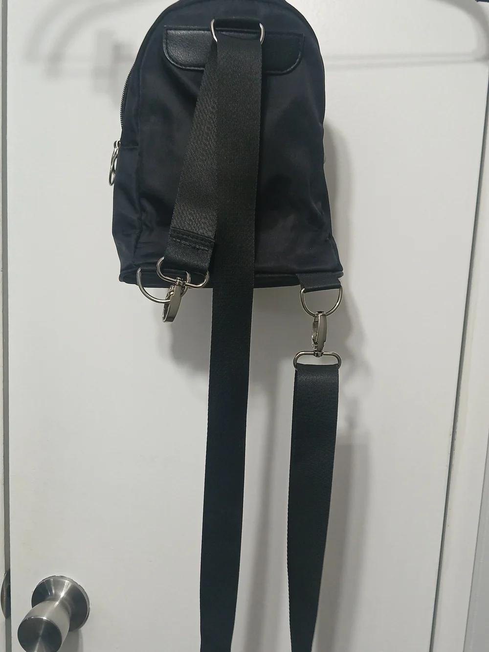 Black Sling Backpack - Minimal Nylon Crossbody
